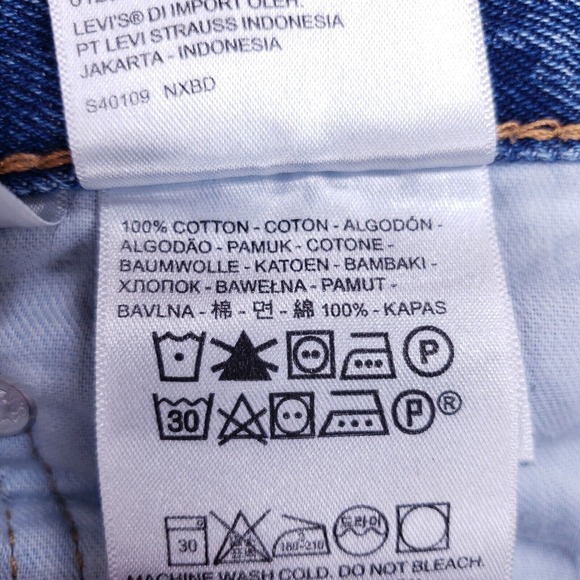 Levis 505 Jeans Denim Cotton Men SZ 38x32 Blue Straight Stretch VTG Mid Rise 90s - Picture 10 of 12